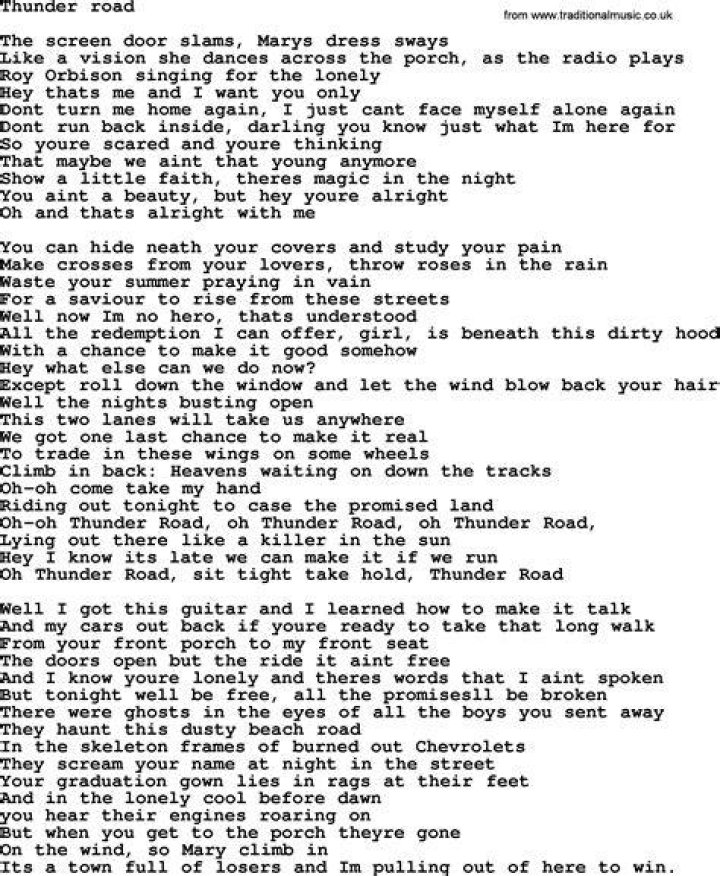Bruce Springsteen song lyrics