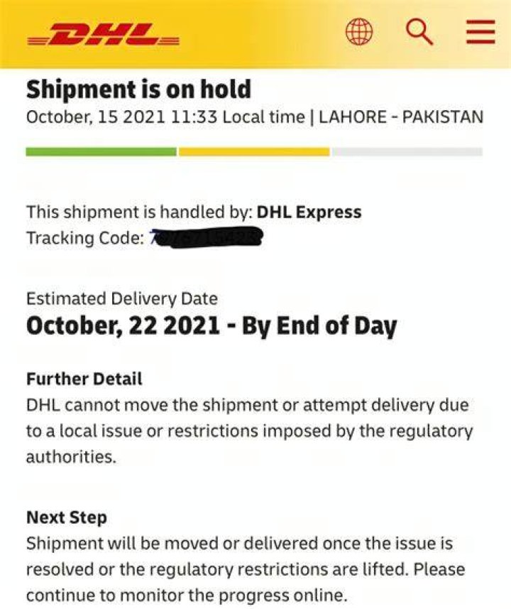 DHL Shipment On Hold