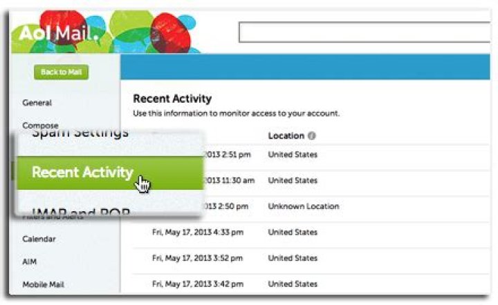 How do I check login activity on AOL?