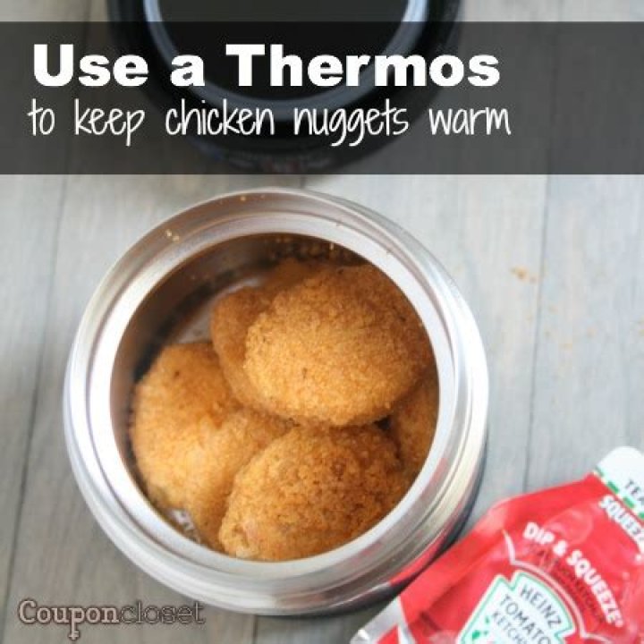 How do you keep chicken nuggets warm without a thermos?