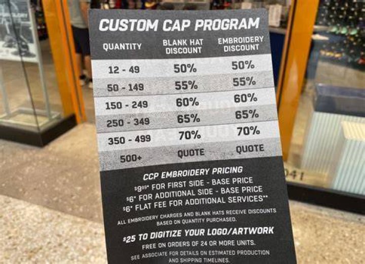 How much does it cost to embroider at lids?