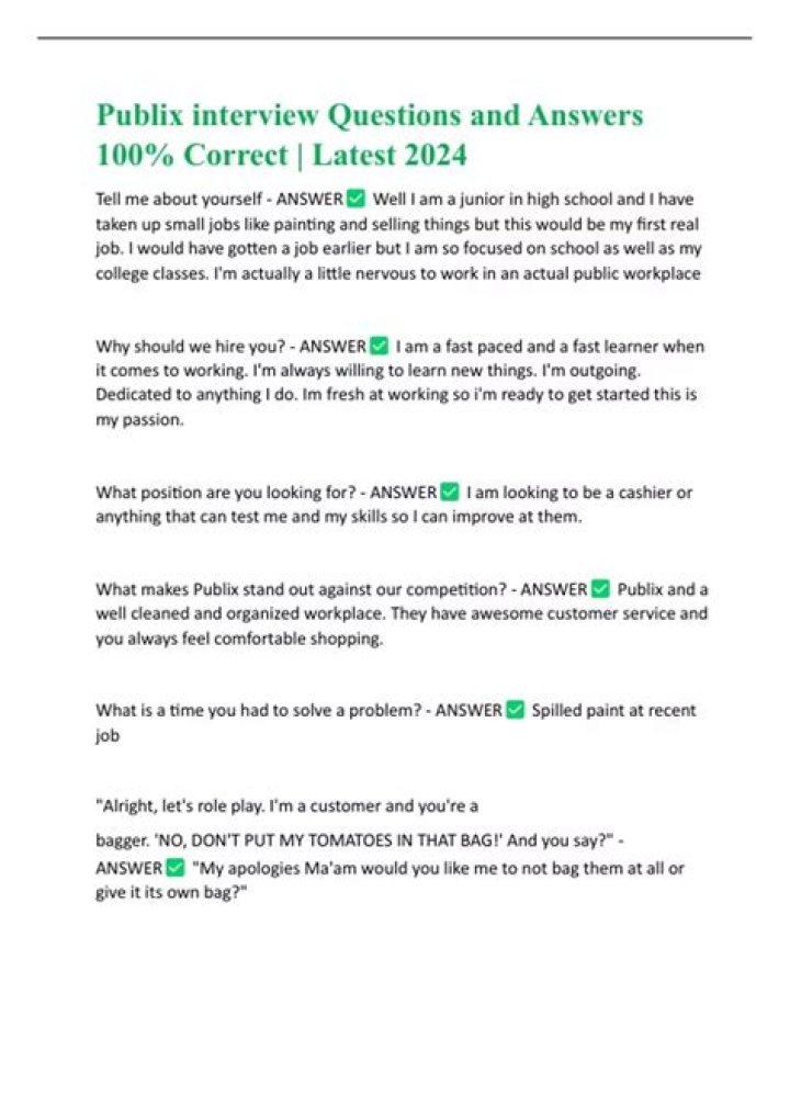 Publix Interview Questions