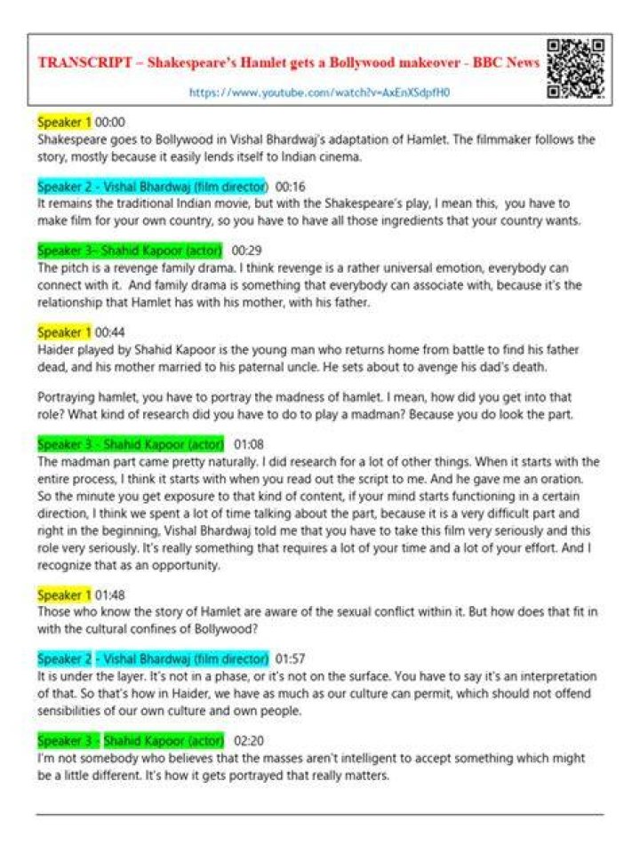 SDTV: Hamlet Transcript