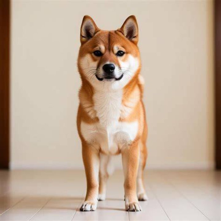 Shiba Inu book in front of a library.
