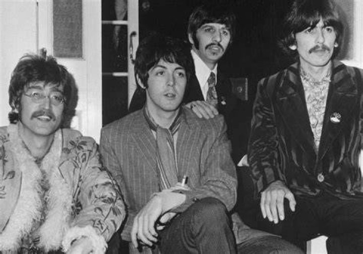 The Beatles in black-and-white during their psychedelic era