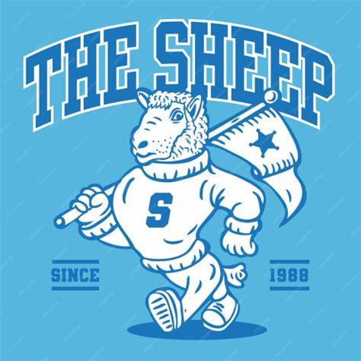 The Pet Master sheep mascot.