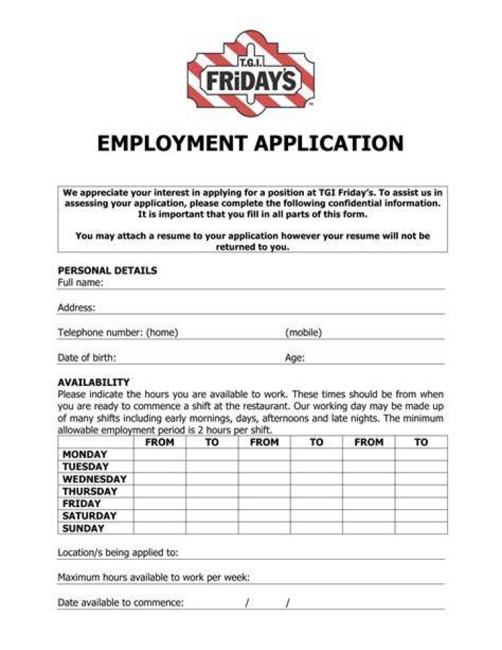 the tgi fridays application