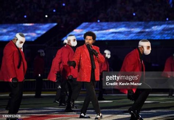 The Weeknd rehearses for the Super Bowl LV Halftime Show at Raymond James Stadium on February 04, 2021 in Tampa, Florida | Kevin Mazur/Getty Images for TW