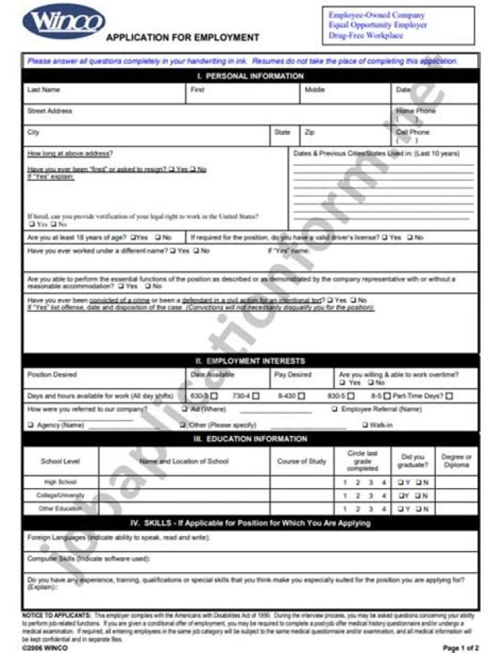 the winco foods application