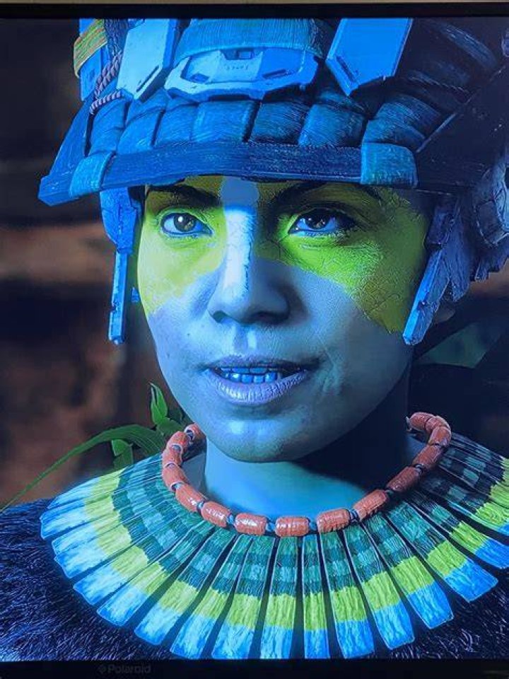 Utaru Protector Face Paint while drawing her Bow