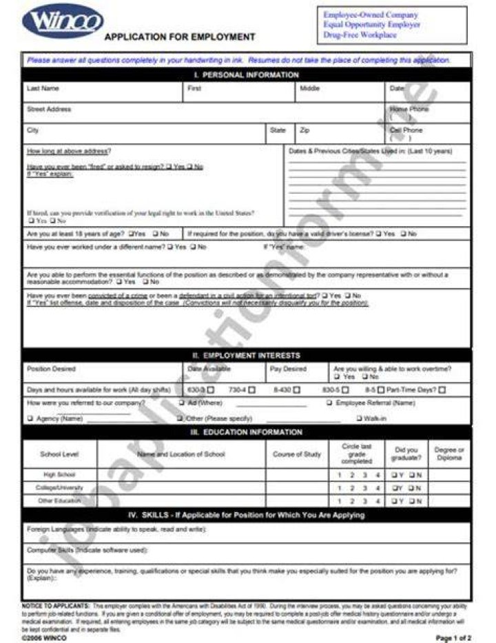 winco foods application tip